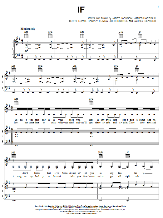 Janet Jackson If sheet music notes and chords arranged for Piano, Vocal & Guitar Chords (Right-Hand Melody)