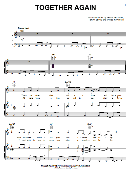 Janet Jackson Together Again sheet music notes and chords arranged for Piano, Vocal & Guitar Chords (Right-Hand Melody)