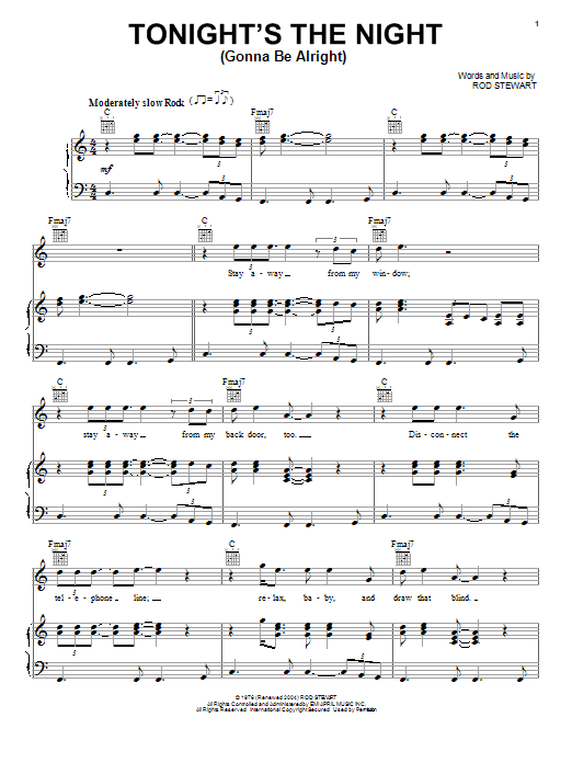 Janet Jackson Tonight's The Night (Gonna Be Alright) sheet music notes and chords arranged for Piano, Vocal & Guitar Chords (Right-Hand Melody)