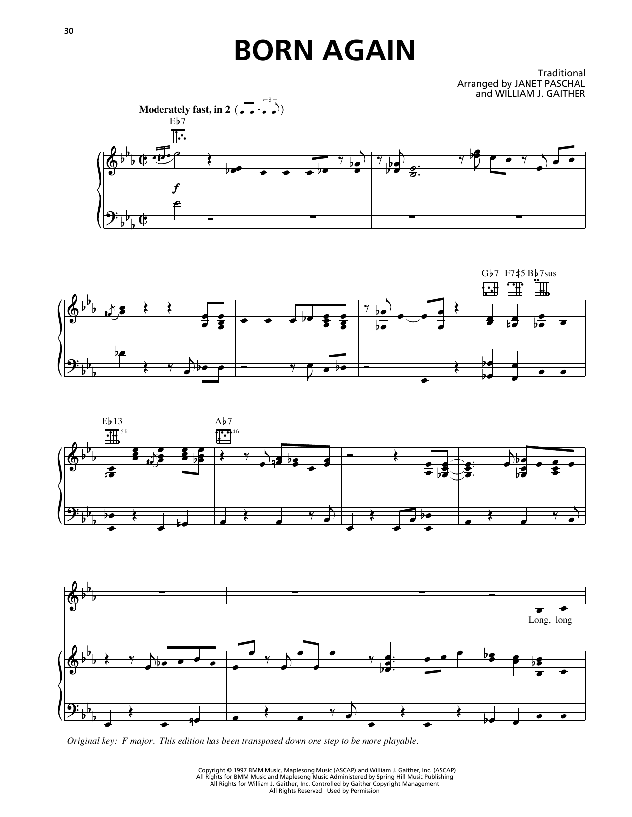 Janet Paschal Born Again sheet music notes and chords arranged for Piano, Vocal & Guitar Chords (Right-Hand Melody)