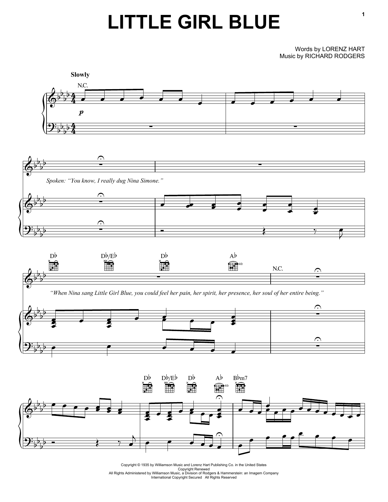 Janis Joplin Little Girl Blue (from the musical A Night With Janis Joplin) sheet music notes and chords arranged for Piano, Vocal & Guitar Chords (Right-Hand Melody)