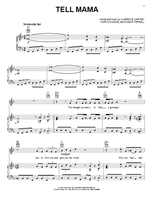 Janis Joplin Tell Mama (from the musical A Night With Janis Joplin) sheet music notes and chords arranged for Piano, Vocal & Guitar Chords (Right-Hand Melody)