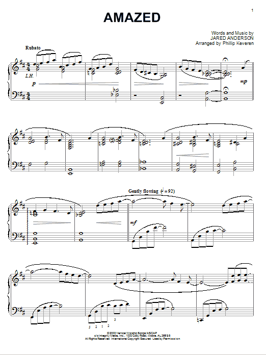 Jared Anderson Amazed [Jazz version] (arr. Phillip Keveren) sheet music notes and chords arranged for Piano Solo