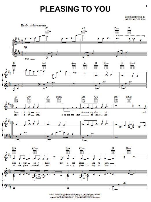 Jared Anderson Pleasing To You sheet music notes and chords arranged for Piano, Vocal & Guitar Chords (Right-Hand Melody)