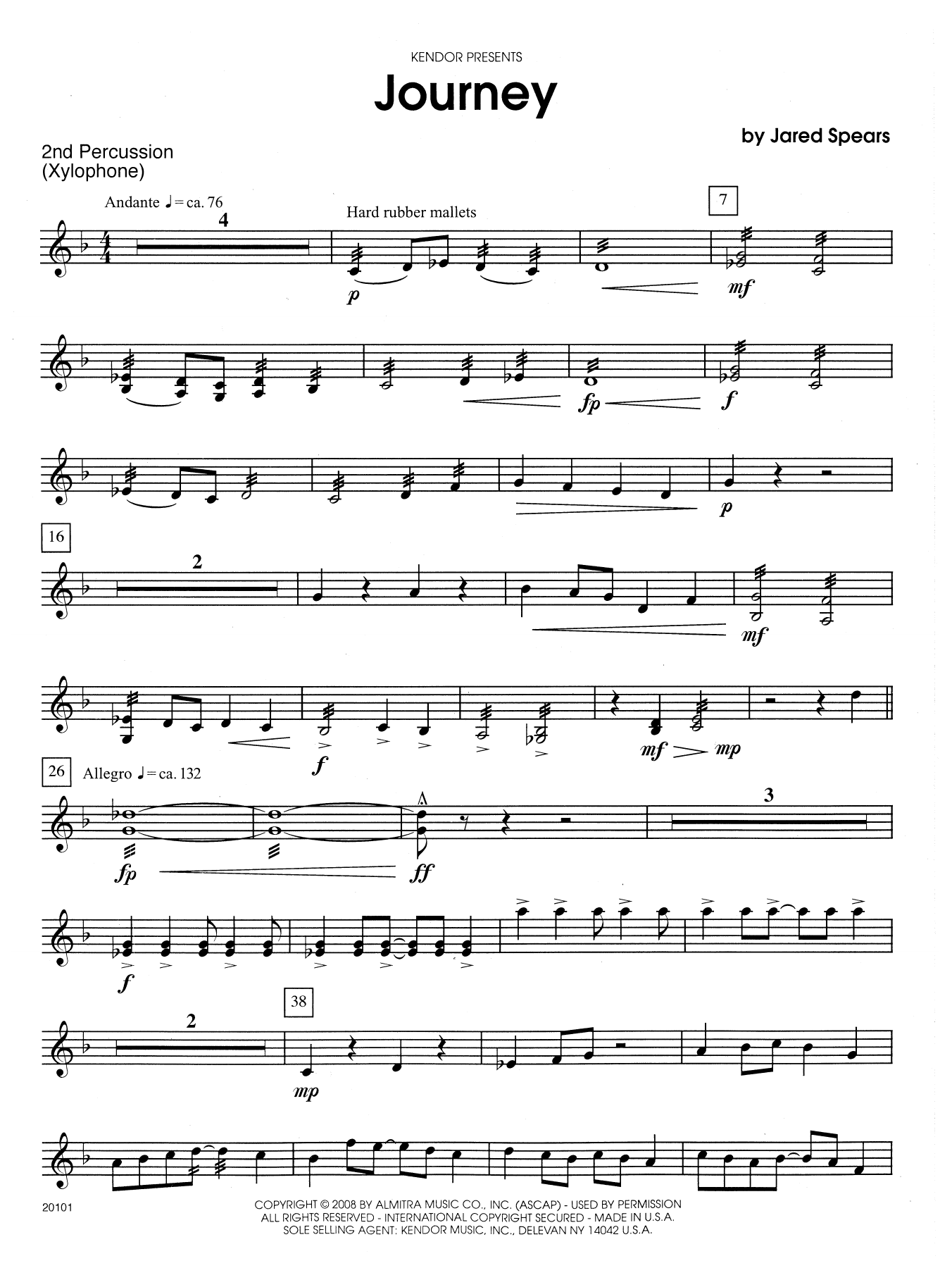 Jared Spears Journey - Percussion 2 sheet music notes and chords arranged for Percussion Ensemble