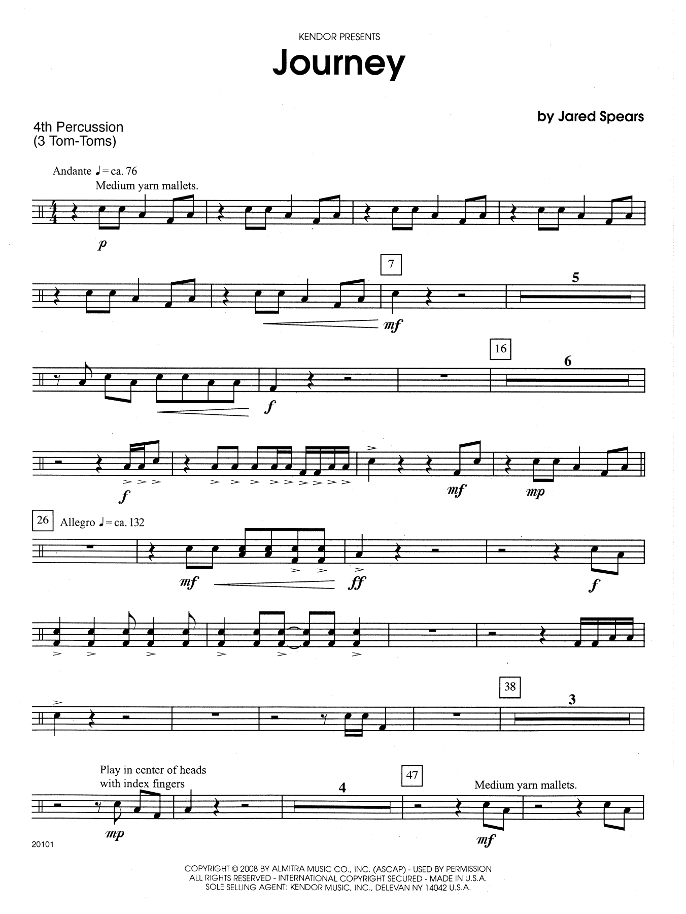 Jared Spears Journey - Percussion 4 sheet music notes and chords arranged for Percussion Ensemble