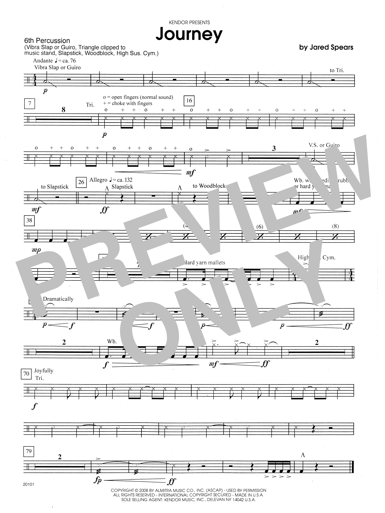 Jared Spears Journey - Percussion 6 sheet music notes and chords arranged for Percussion Ensemble