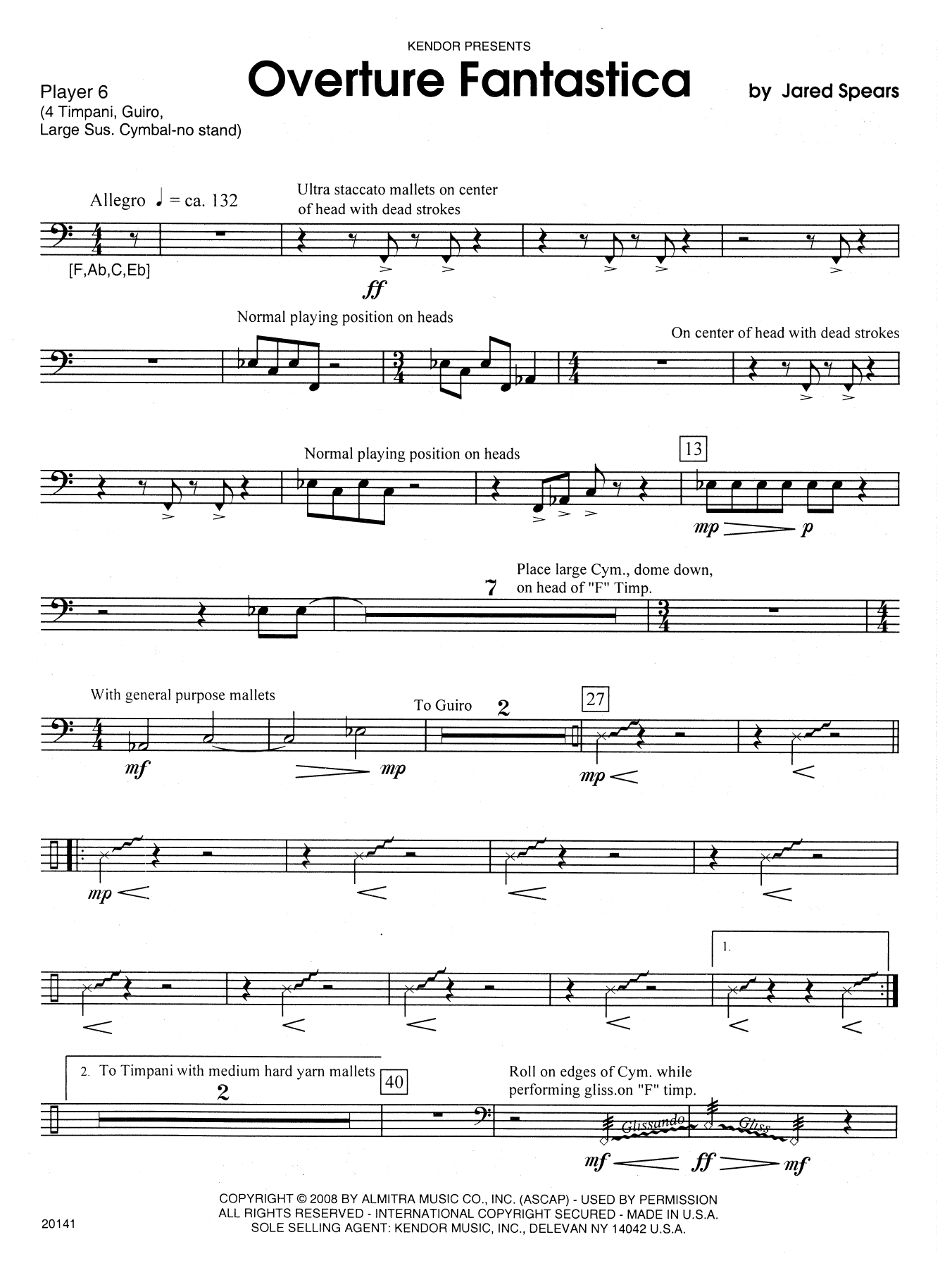 Jared Spears Overture Fantastica - Percussion 6 sheet music notes and chords arranged for Percussion Ensemble