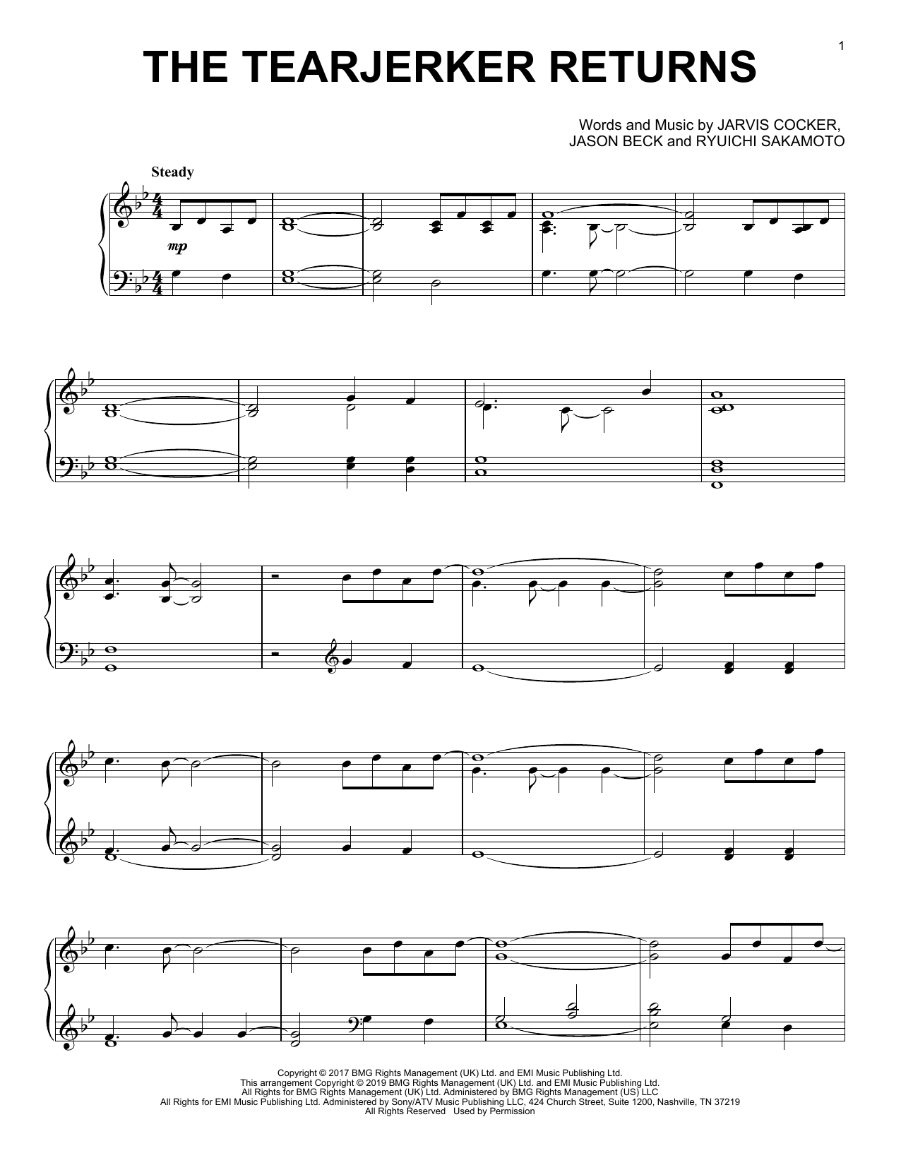 Jarvis Cocker & Chilly Gonzales The Tearjerker Returns sheet music notes and chords arranged for Piano Solo