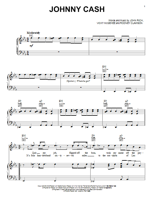 Jason Aldean Johnny Cash sheet music notes and chords arranged for Piano, Vocal & Guitar Chords (Right-Hand Melody)