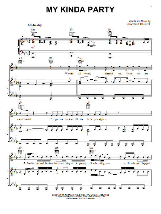 Jason Aldean My Kinda Party sheet music notes and chords arranged for Piano, Vocal & Guitar Chords (Right-Hand Melody)