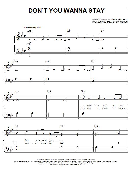 Jason Aldean with Kelly Clarkson Don't You Wanna Stay sheet music notes and chords arranged for Ukulele