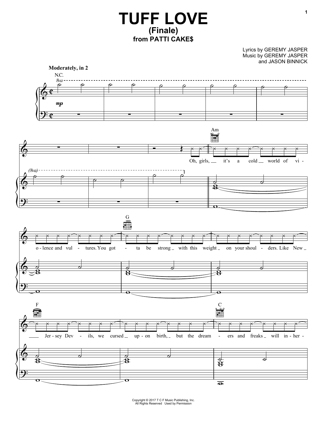 Jason Binnick Tuff Love (Finale) sheet music notes and chords arranged for Piano, Vocal & Guitar Chords (Right-Hand Melody)