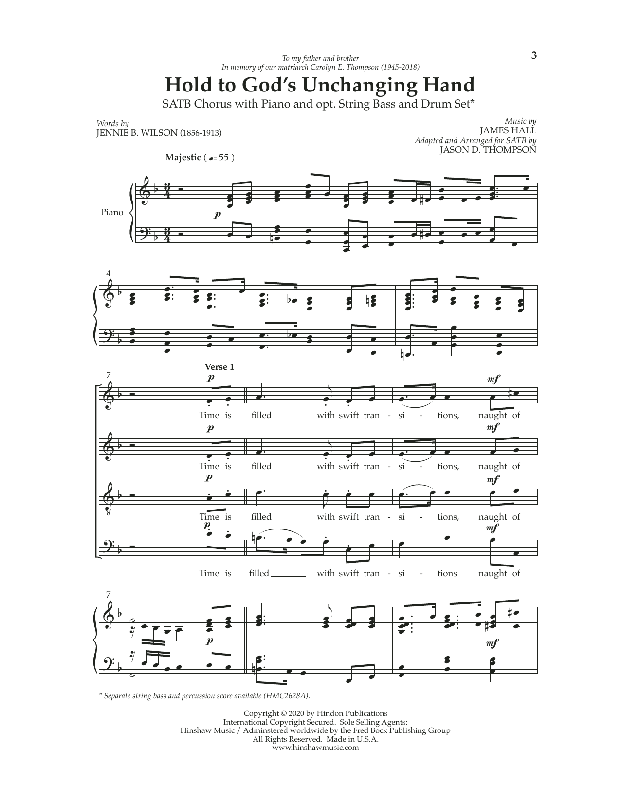 Jason D. Thompson Hold To God's Unchanging Hands sheet music notes and chords arranged for SATB Choir