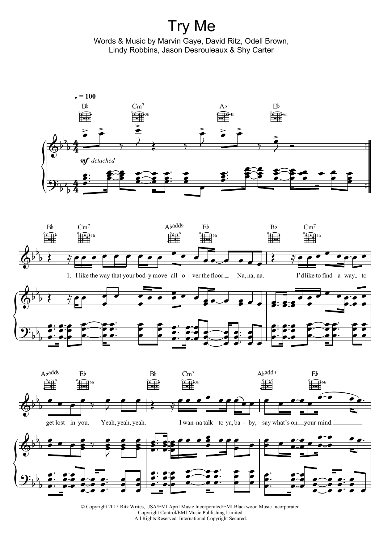 Jason Derulo Try Me (featuring Jenifer Lopez) sheet music notes and chords arranged for Piano, Vocal & Guitar Chords