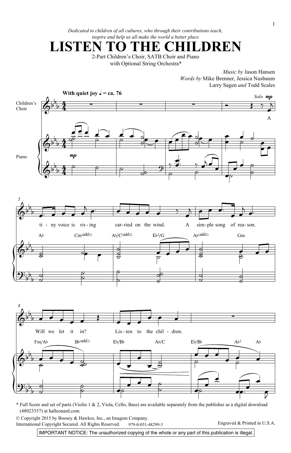 Jason Hansen Listen To The Children (SATB with Children's Choir) sheet music notes and chords arranged for SATB Choir