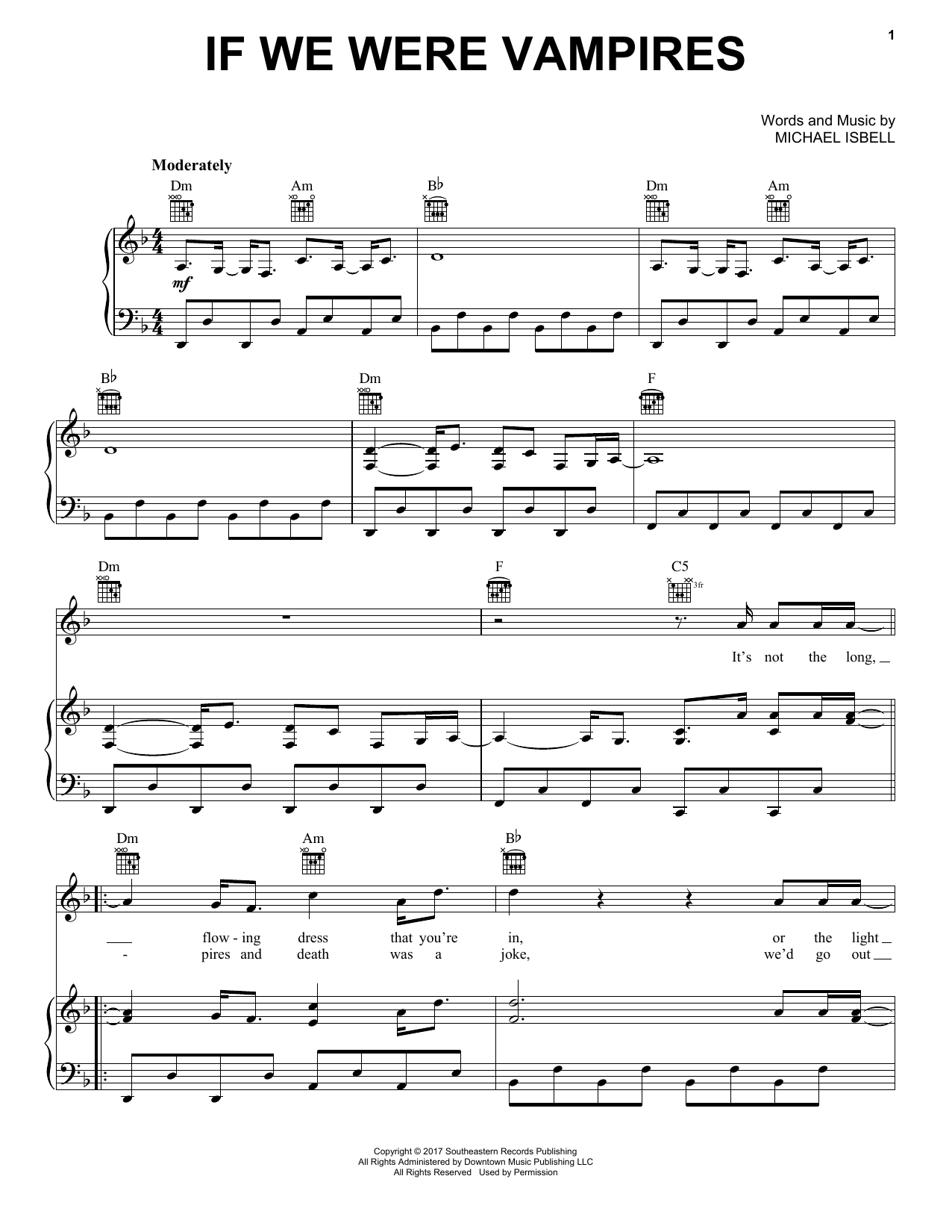 Jason Isbell and the 400 Unit If We Were Vampires sheet music notes and chords arranged for Piano, Vocal & Guitar Chords (Right-Hand Melody)