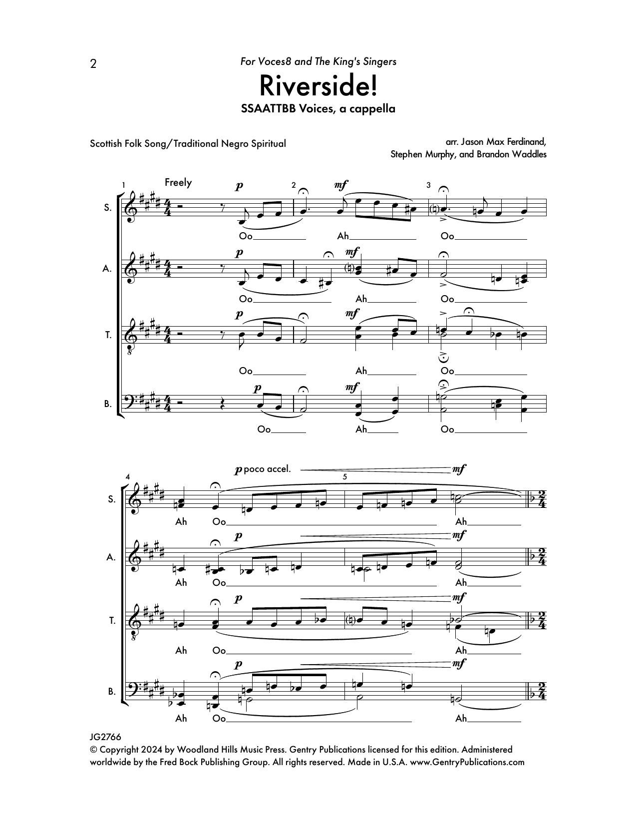 Jason Max Ferdinand, Stephen Murphy, and Brandon Waddles Riverside sheet music notes and chords arranged for Choir