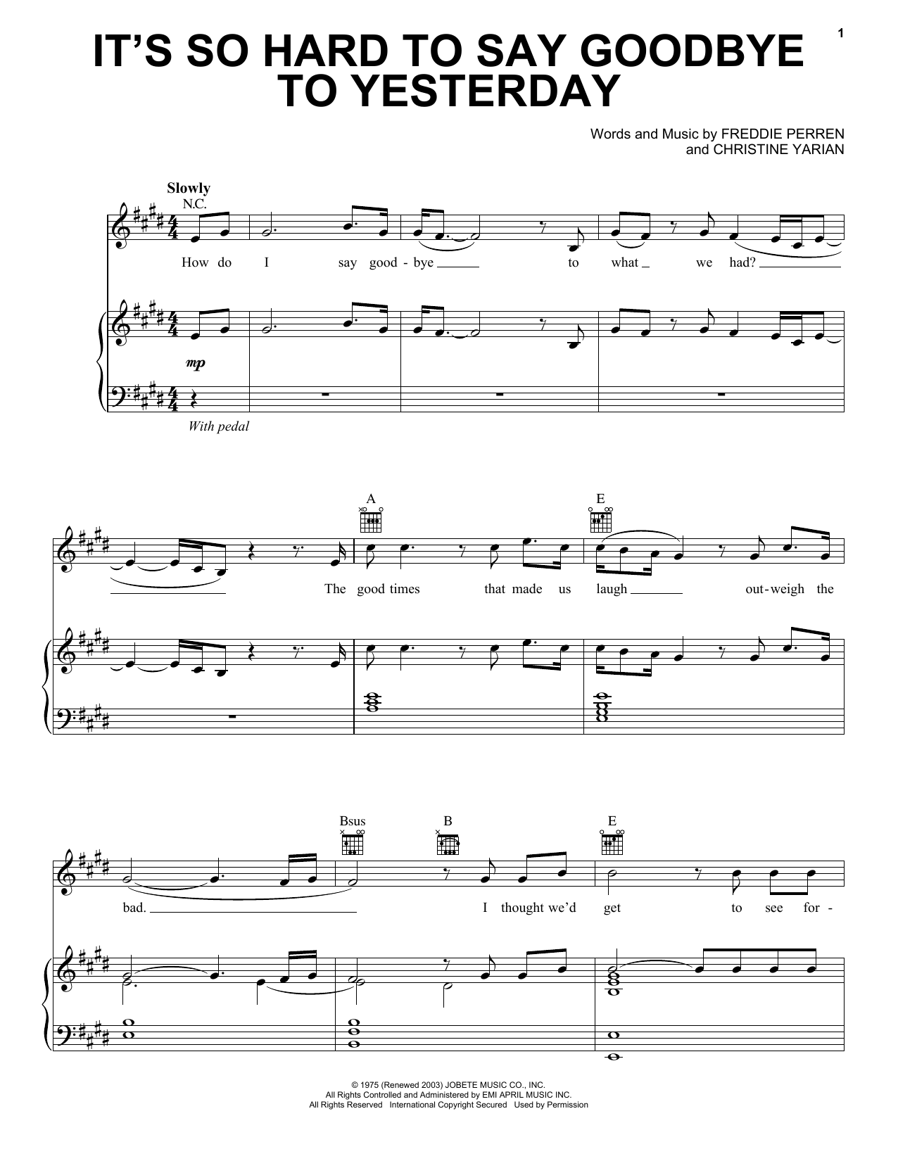 Jason Mraz It's So Hard To Say Goodbye To Yesterday sheet music notes and chords arranged for Piano, Vocal & Guitar Chords (Right-Hand Melody)