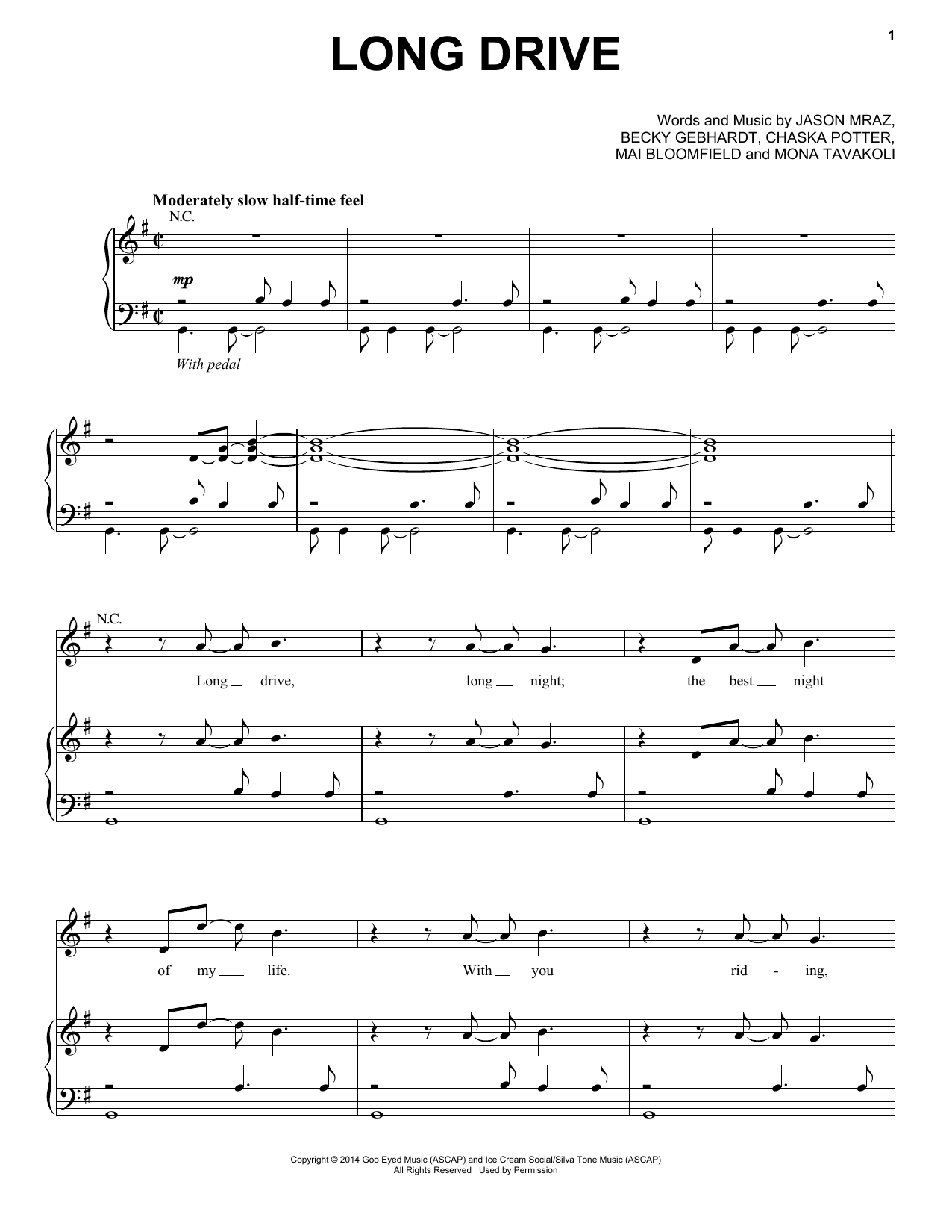 Jason Mraz Long Drive sheet music notes and chords arranged for Guitar Tab