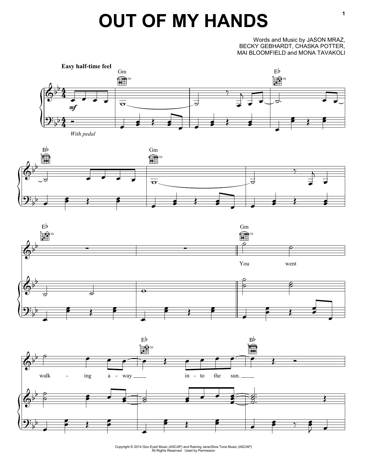 Jason Mraz Out Of My Hands sheet music notes and chords arranged for Guitar Tab