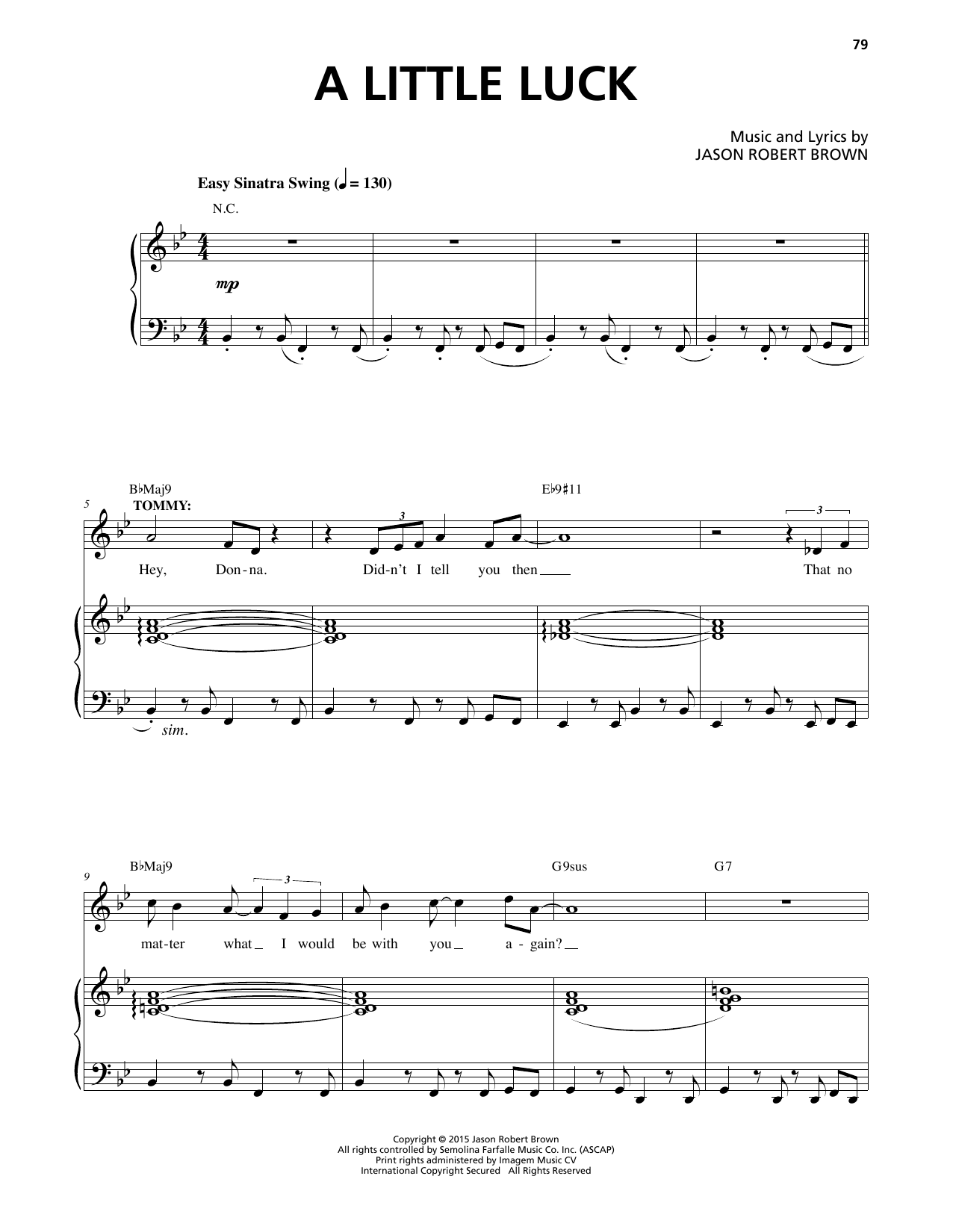 Jason Robert Brown A Little Luck (from Honeymoon in Vegas) sheet music notes and chords arranged for Piano & Vocal