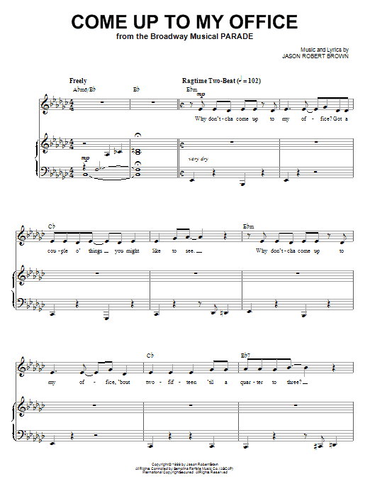 Jason Robert Brown Come Up To My Office sheet music notes and chords arranged for Piano & Vocal