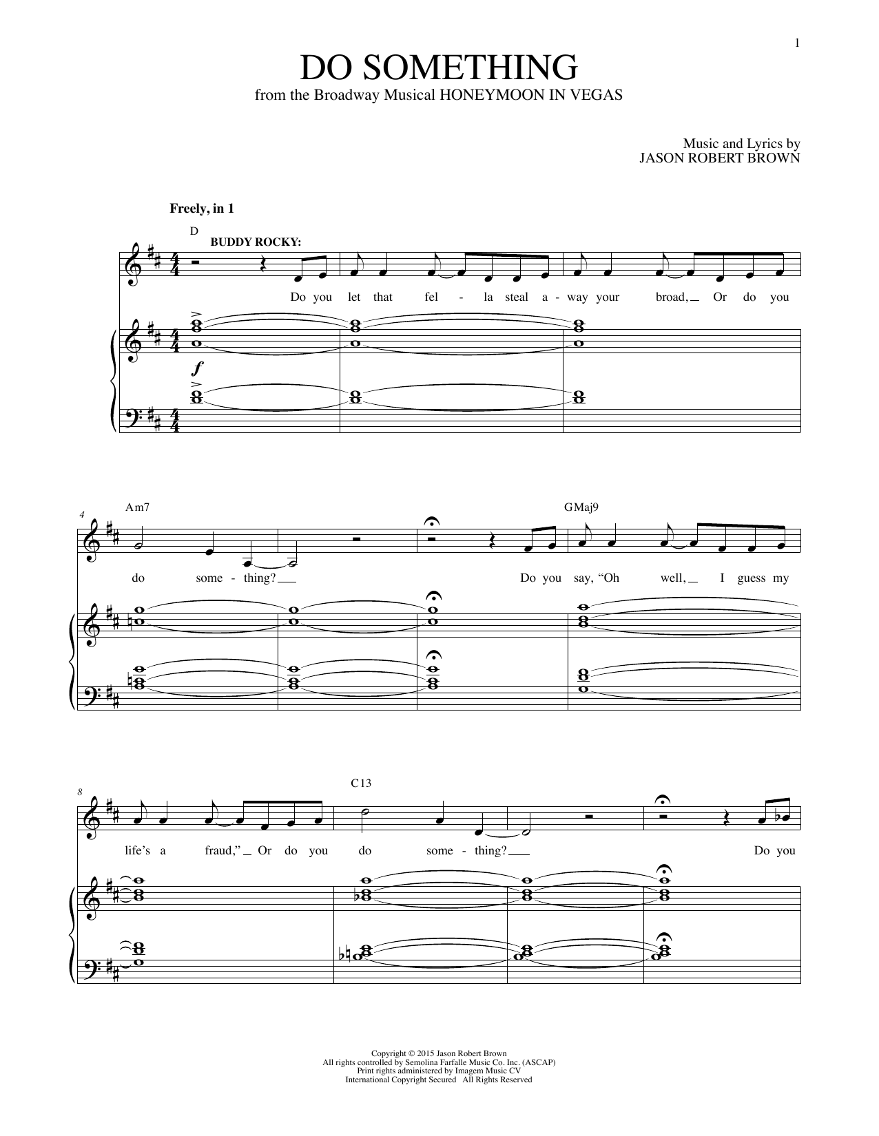 Jason Robert Brown Do Something (from Honeymoon in Vegas) sheet music notes and chords arranged for Piano & Vocal