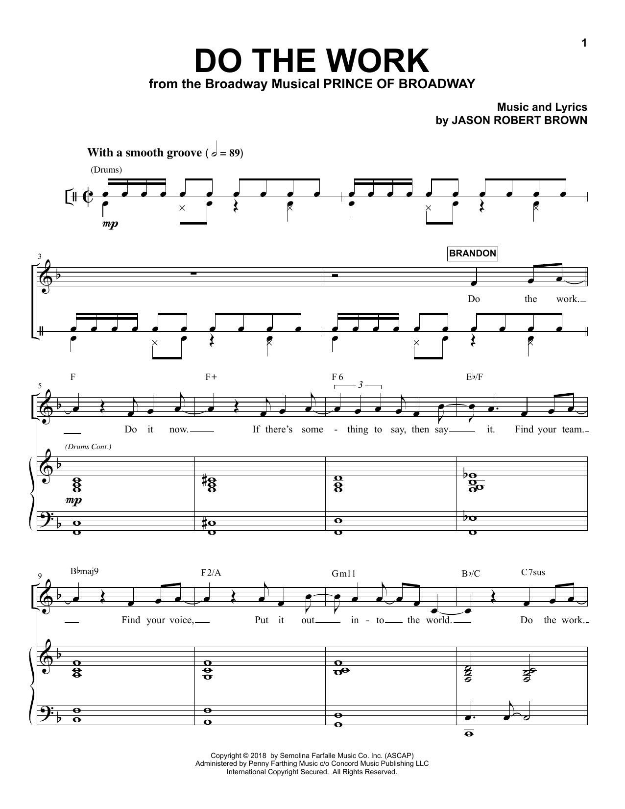 Jason Robert Brown Do The Work (from the musical Prince of Broadway) sheet music notes and chords arranged for Piano & Vocal