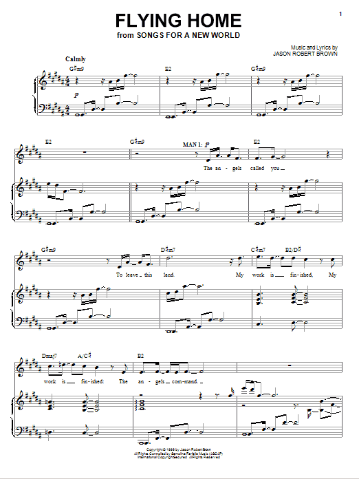 Jason Robert Brown Flying Home (from Songs for a New World) sheet music notes and chords arranged for Piano & Vocal