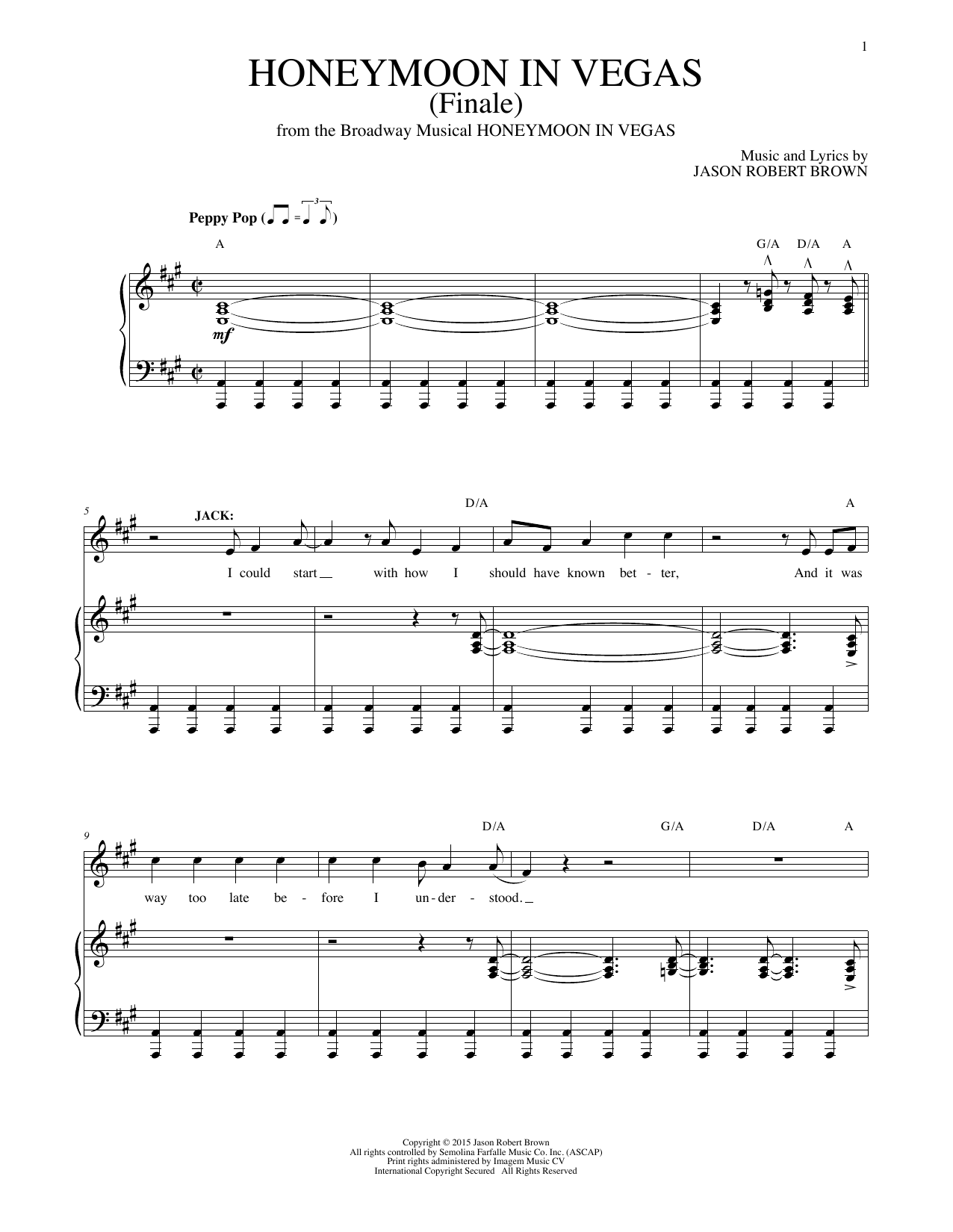 Jason Robert Brown Honeymoon in Vegas (Finale) (from Honeymoon in Vegas) sheet music notes and chords arranged for Piano & Vocal
