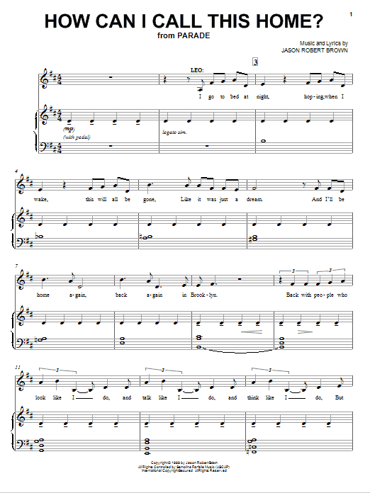 Jason Robert Brown How Can I Call This Home? (from Parade) sheet music notes and chords arranged for Piano & Vocal