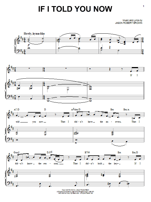 Jason Robert Brown If I Told You Now sheet music notes and chords arranged for Piano & Vocal