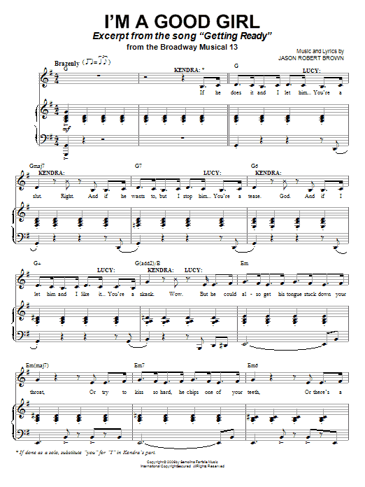 Jason Robert Brown I'm A Good Girl sheet music notes and chords arranged for Piano & Vocal