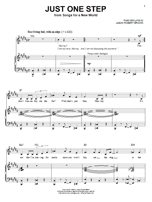 Jason Robert Brown Just One Step (from Songs for a New World) sheet music notes and chords arranged for Piano & Vocal