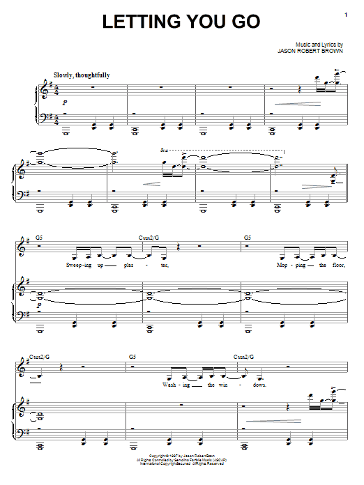 Jason Robert Brown Letting You Go sheet music notes and chords arranged for Piano & Vocal
