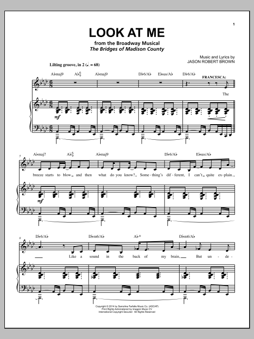 Jason Robert Brown Look At Me (from The Bridges of Madison County) sheet music notes and chords arranged for Piano & Vocal