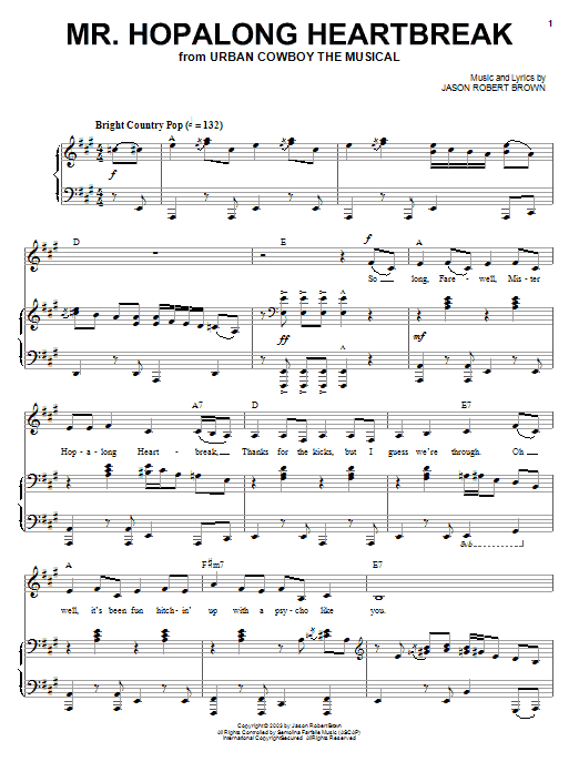 Jason Robert Brown Mr. Hopalong Heartbreak (from Urban Cowboy) sheet music notes and chords arranged for Piano & Vocal