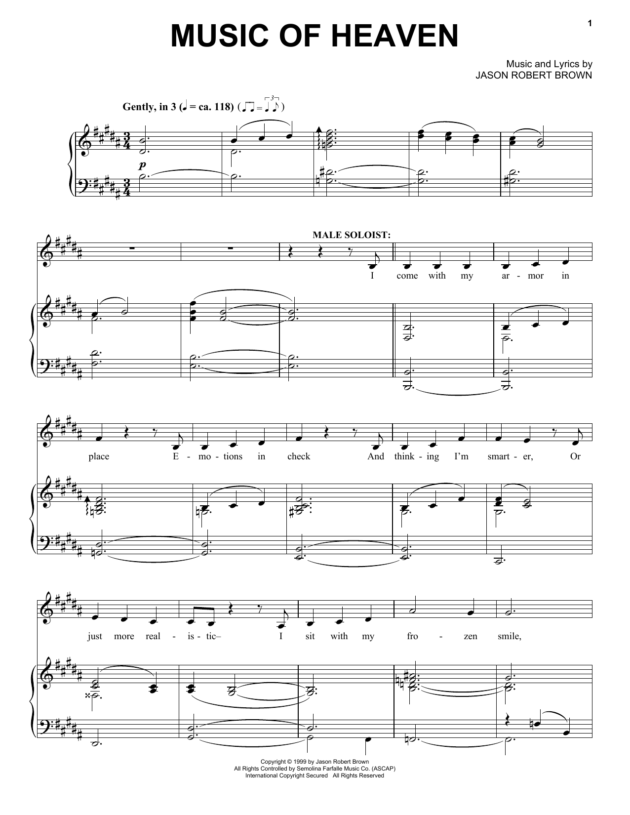 Jason Robert Brown Music Of Heaven (from Wearing Someone Else's Clothes) sheet music notes and chords arranged for Piano & Vocal