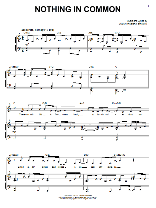Jason Robert Brown Nothing In Common (from Wearing Someone Else's Clothes) sheet music notes and chords arranged for Piano & Vocal