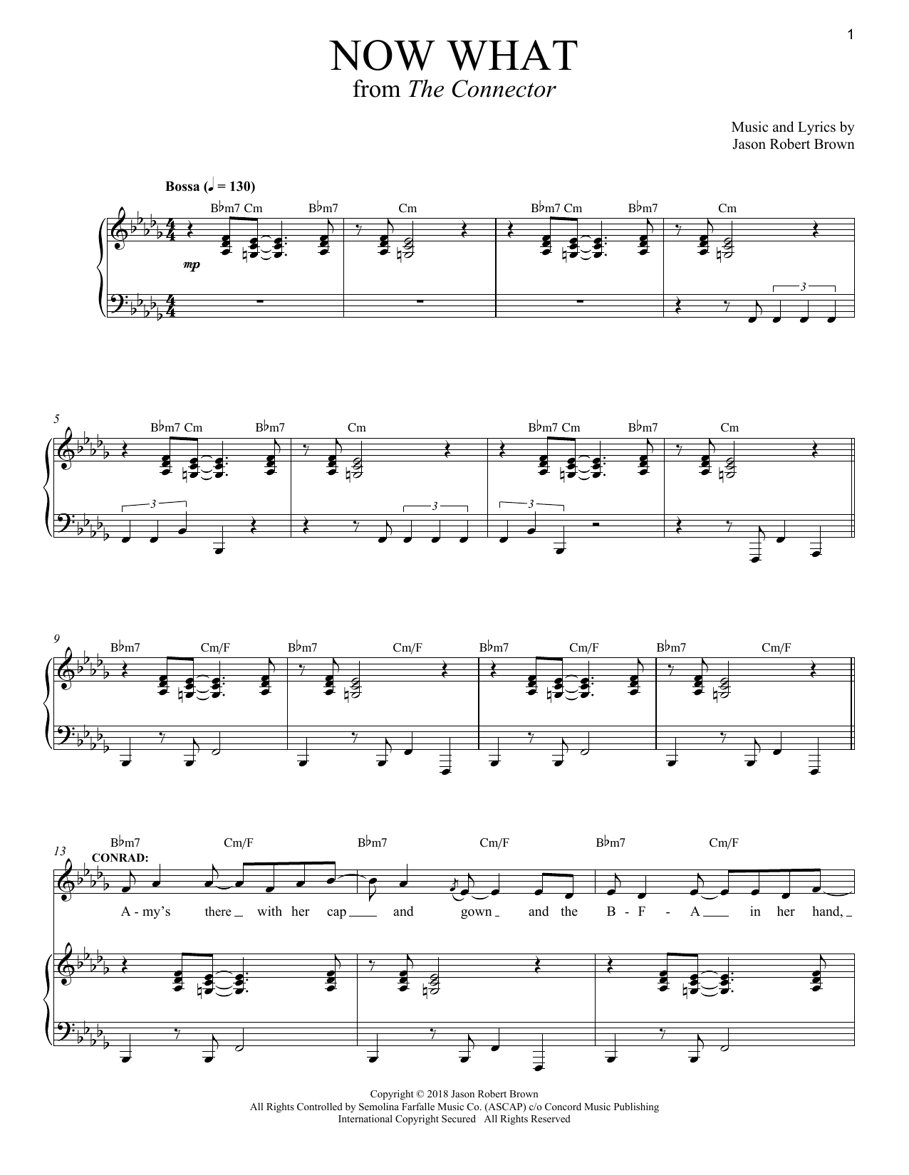Jason Robert Brown Now What (from The Connector) sheet music notes and chords arranged for Piano & Vocal