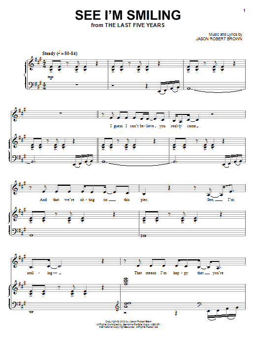 Jason Robert Brown See I'm Smiling (from The Last 5 Years) sheet music notes and chords arranged for Piano & Vocal