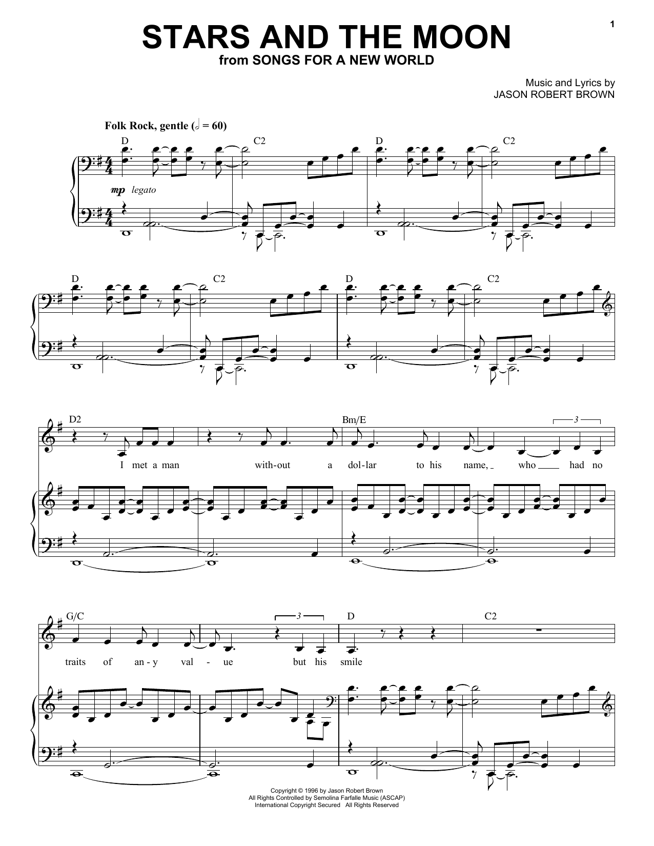 Jason Robert Brown Stars And The Moon (from Songs for a New World) sheet music notes and chords arranged for Lead Sheet / Fake Book