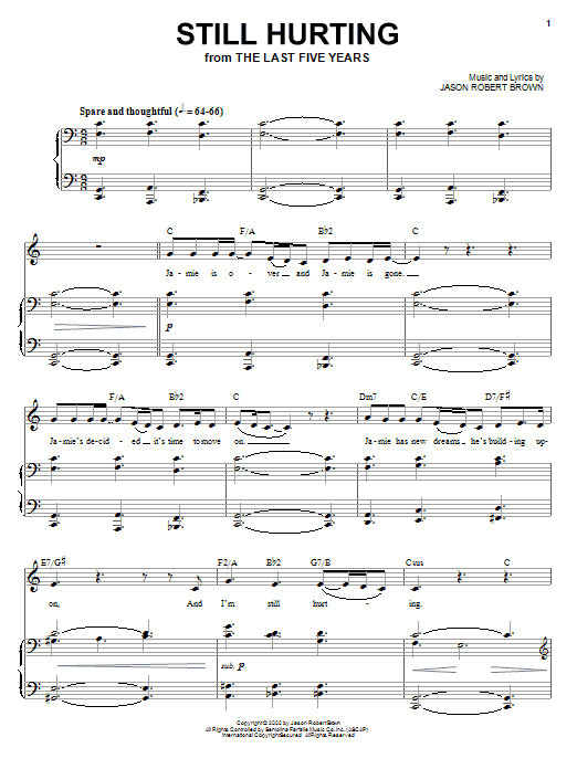 Jason Robert Brown Still Hurting (from The Last 5 Years) sheet music notes and chords arranged for Vocal Pro + Piano/Guitar