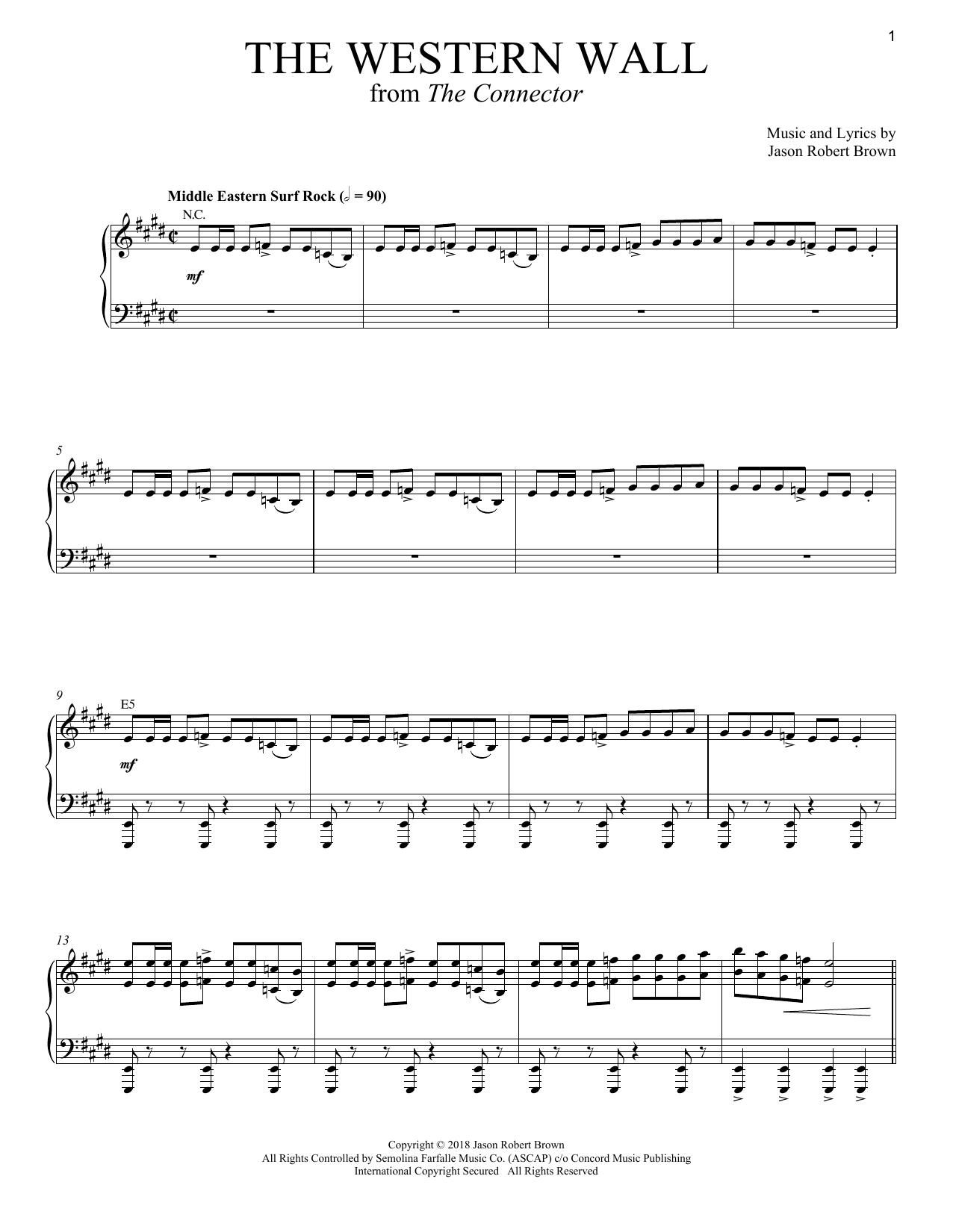 Jason Robert Brown The Western Wall (from The Connector) sheet music notes and chords arranged for Piano & Vocal