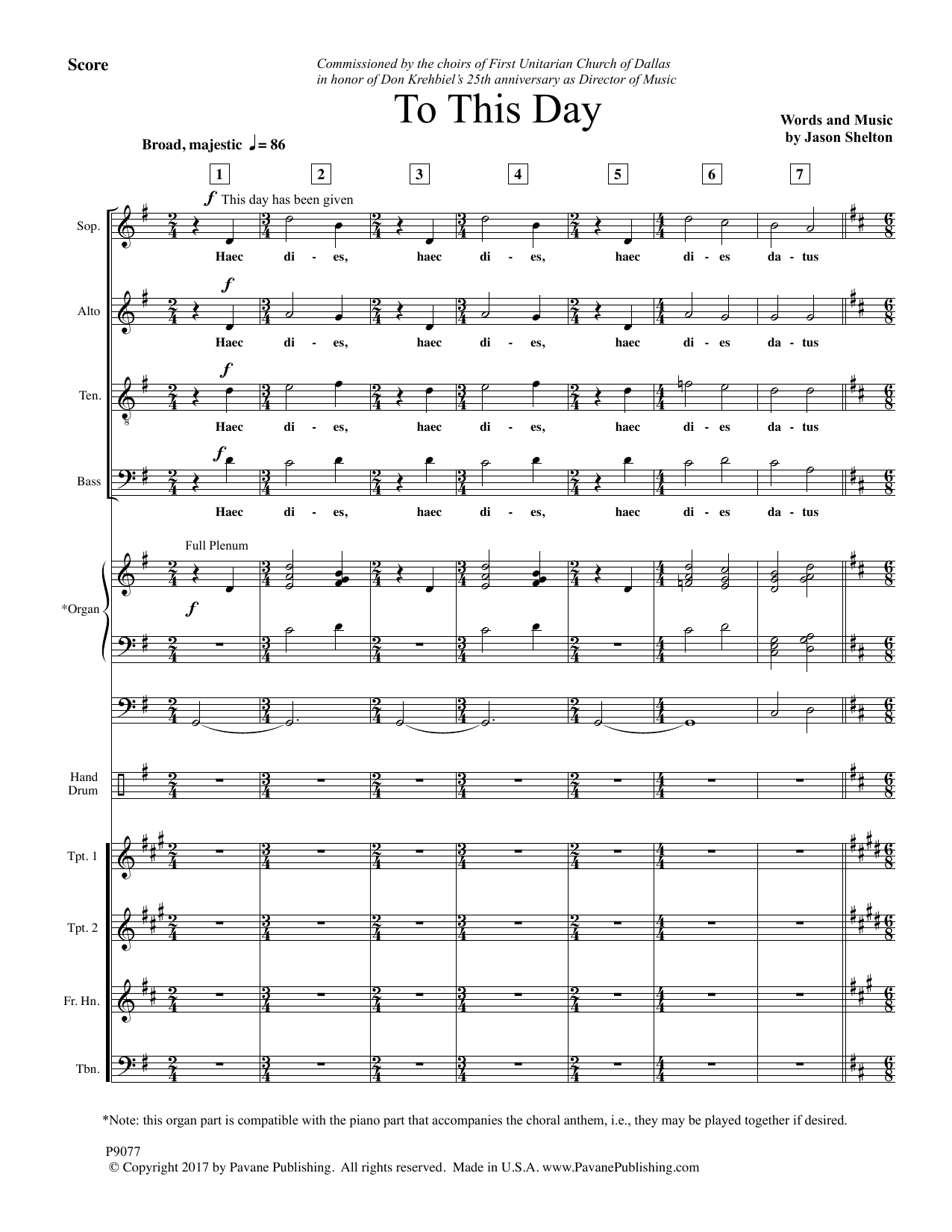 Jason Shelton To This Day - Score sheet music notes and chords arranged for Choir Instrumental Pak