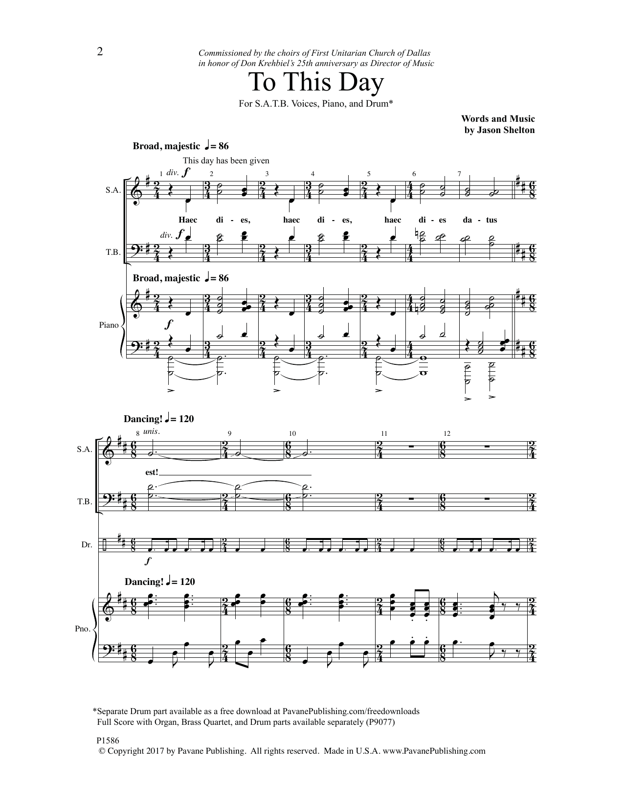 Jason Shelton To This Day sheet music notes and chords arranged for SATB Choir