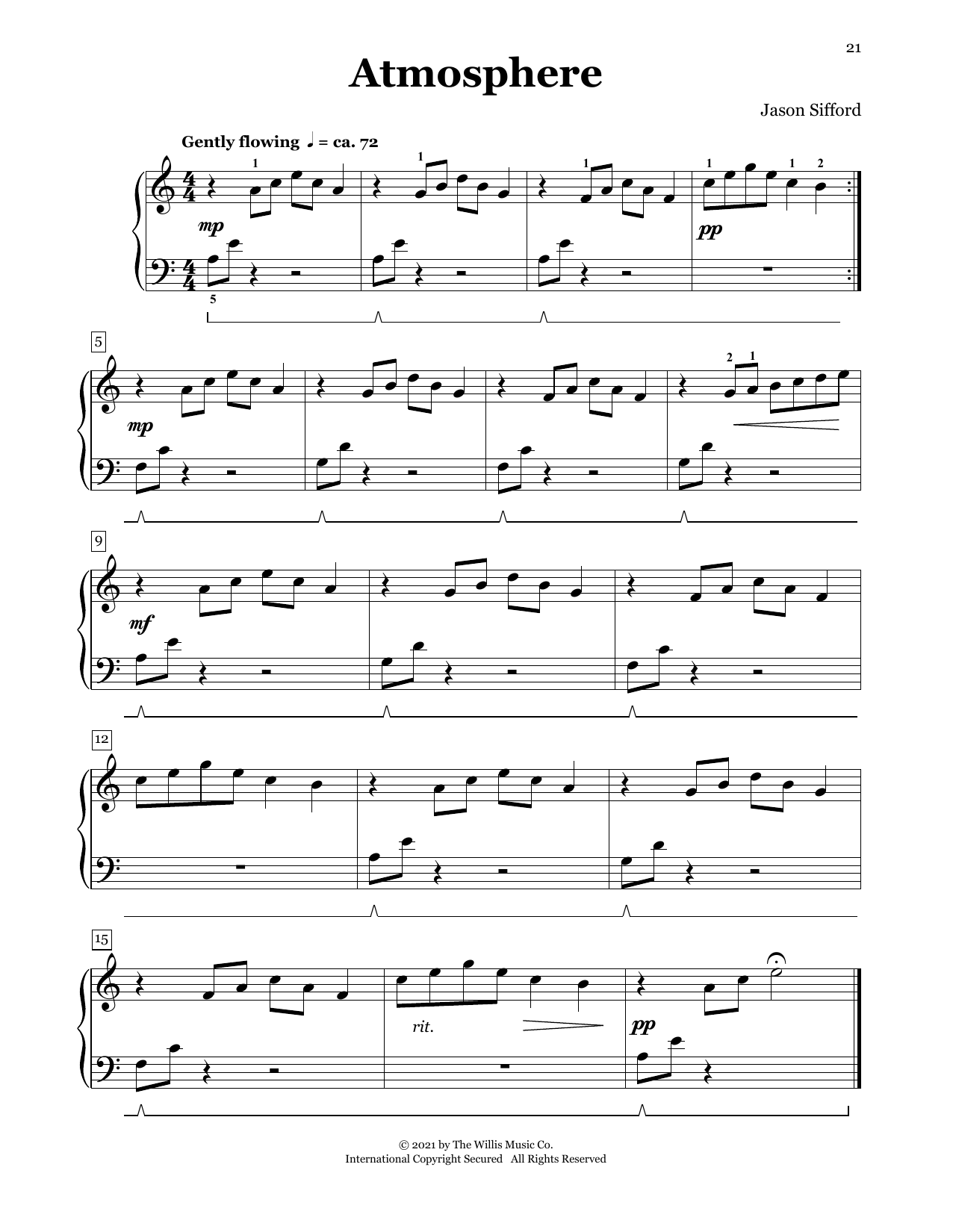 Jason Sifford Atmosphere sheet music notes and chords arranged for Piano Duet