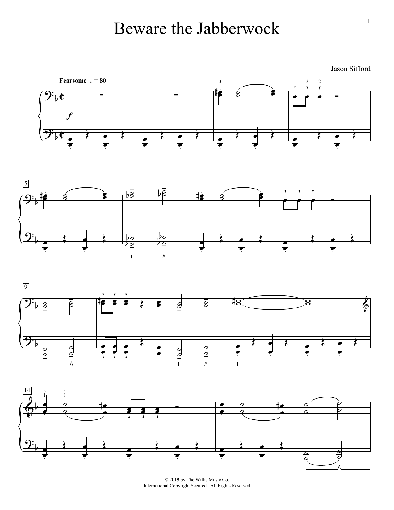 Jason Sifford Beware The Jabberwock sheet music notes and chords arranged for Educational Piano