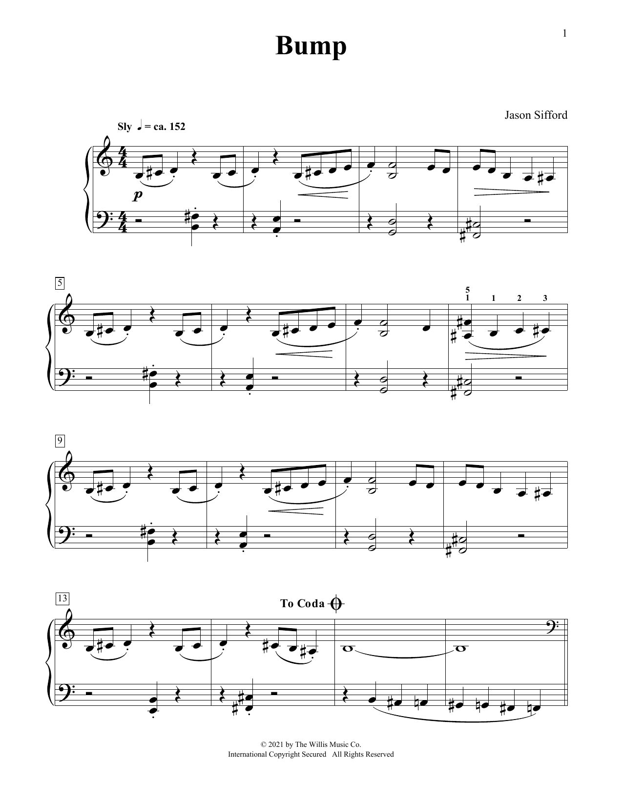 Jason Sifford Bump sheet music notes and chords arranged for Piano Duet